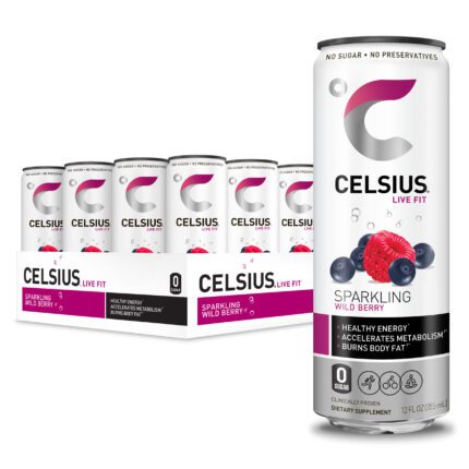 CELSIUS Sparkling Grape Rush Fitness Drink, Zero Sugar, 12oz. Slim Can, 12 Pack